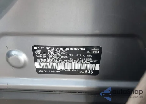 2025 Mitsubishi Eclipse Cross Sel z USA, uszkodzony, nr VIN JA4ATWAA6SZ006027